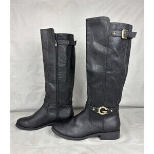 G by GUESS Women's Tall Riding Boots, Faux Leather, Womens 11M Black